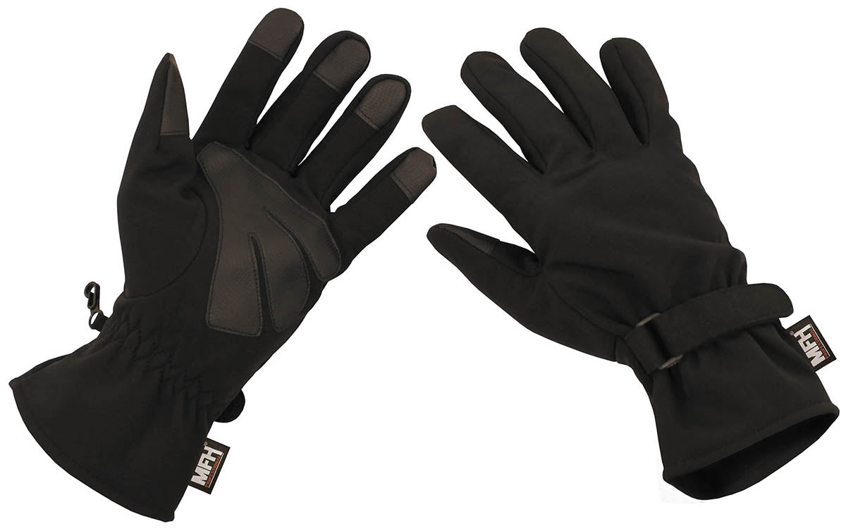 Gants tactiques MFH Professional en softshell déperlant à doigts tactiles, polyester