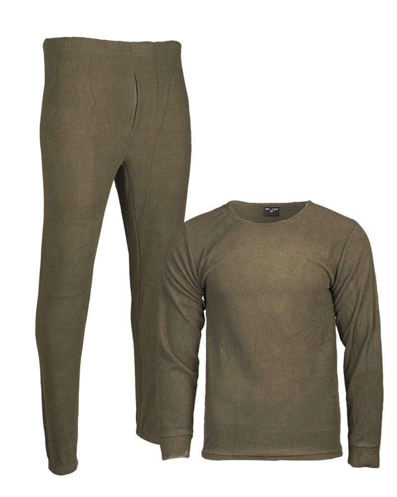 Ensemble thermique Mil-Tec en polaire polyester anti-peluchage haut col rond et bas long
