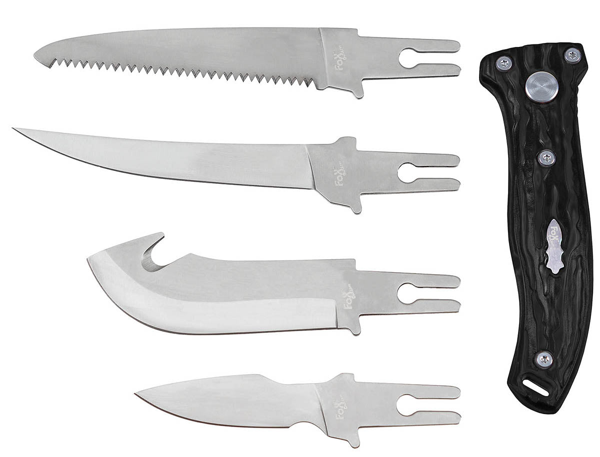 Couteau multifonctions Fox Outdoor Hunter à 4 lames interchangeables acier 3Cr13MoV