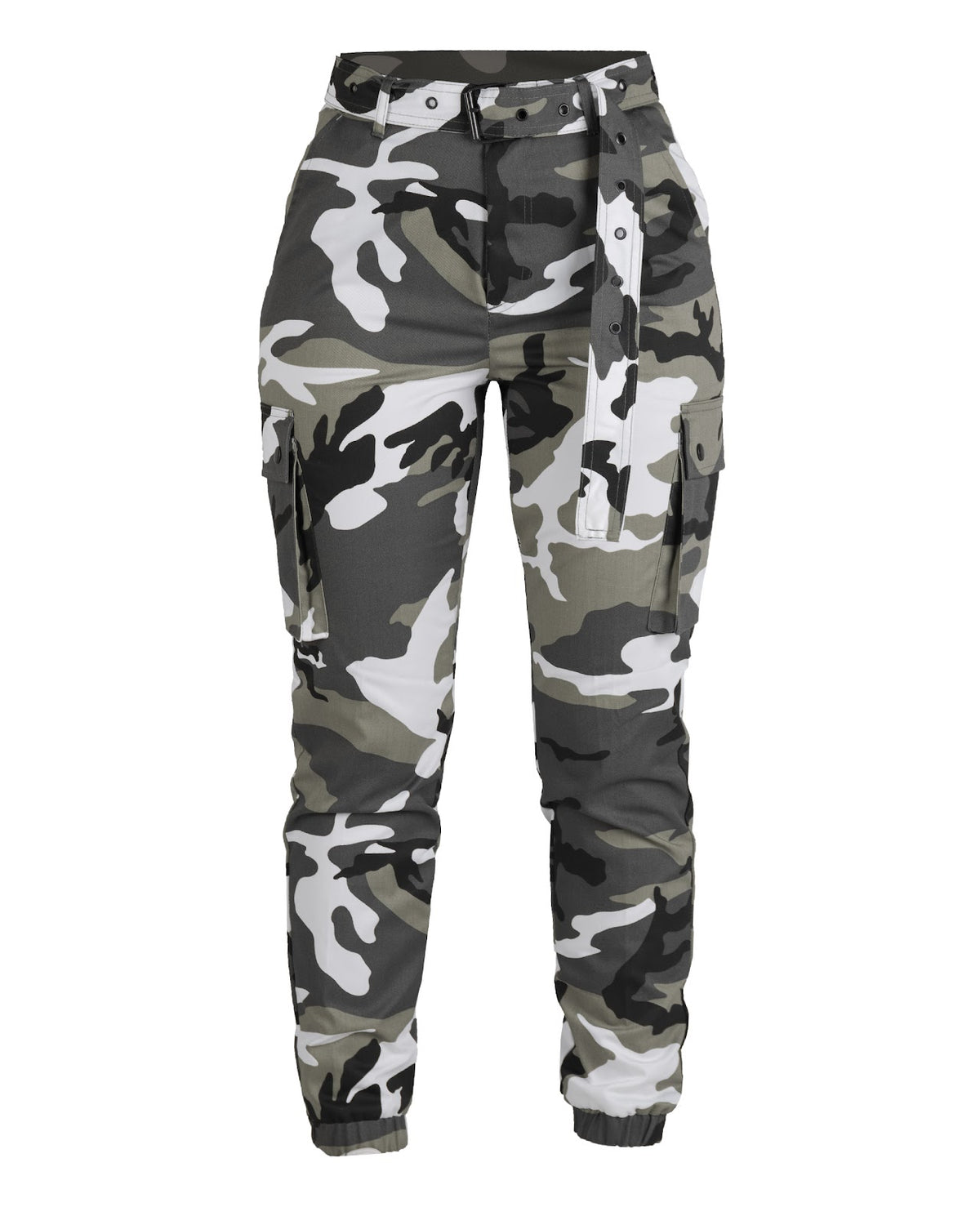 Pantalon cargo femme Mil-Tec en polyester-coton à taille haute et ceinture amovible