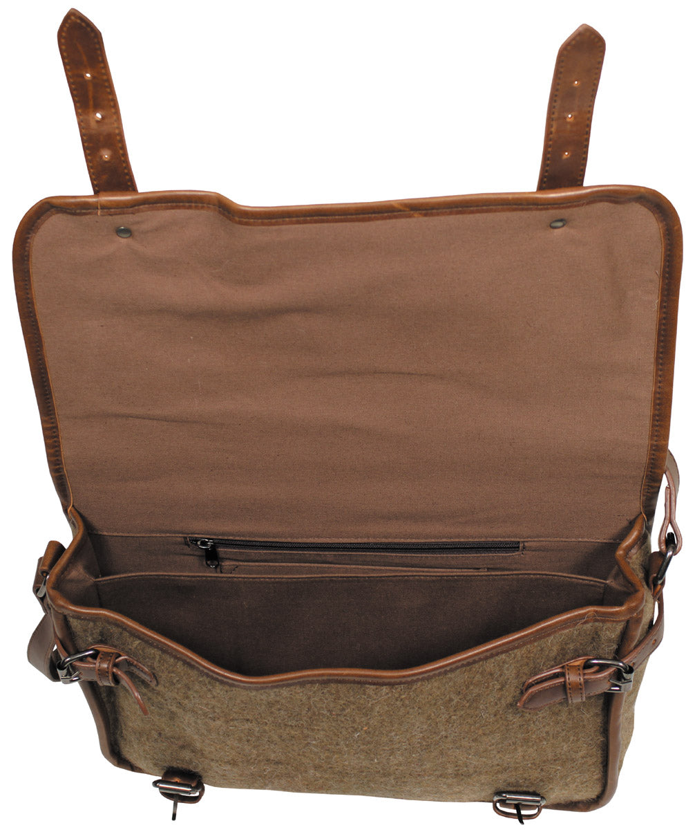 Sacoche bandoulière suisse PureTrash laine 600 g/m² 40 x 30 cm sangle simili cuir
