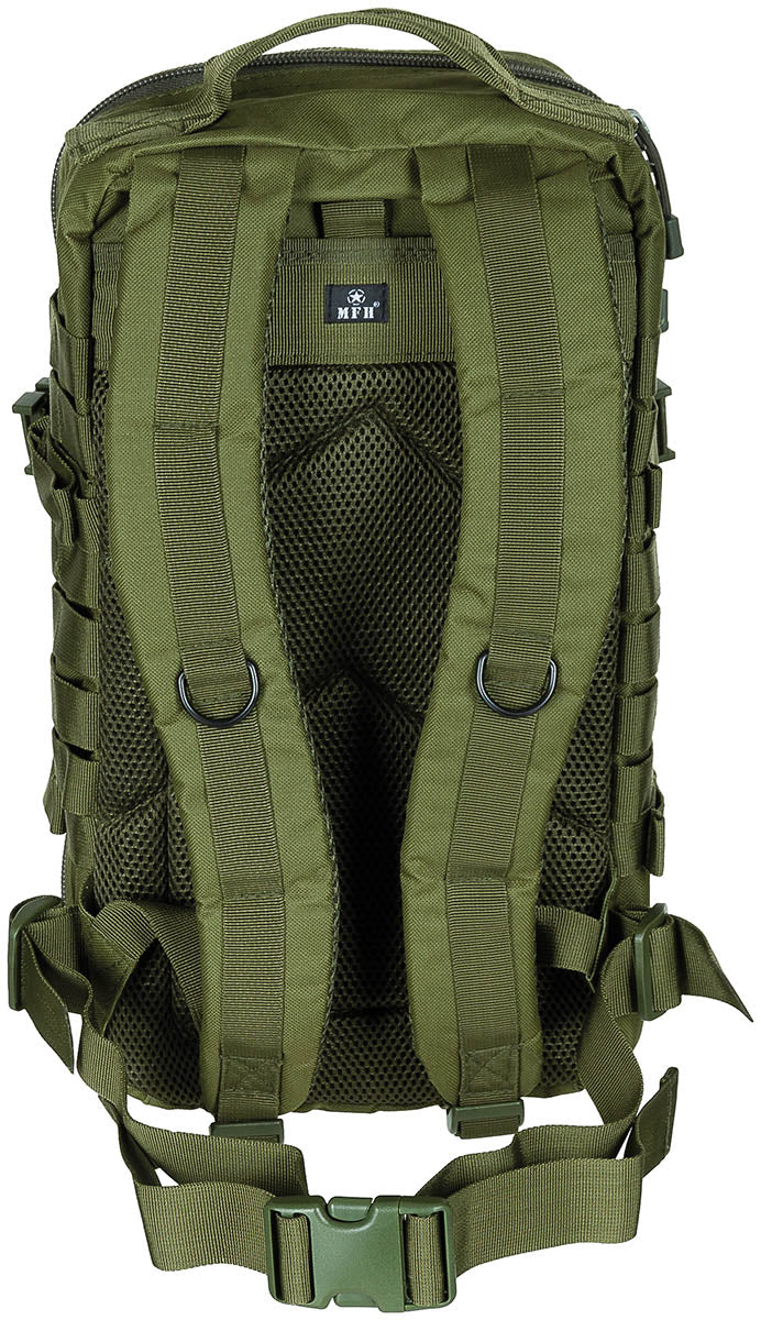 Sac à dos US Assault I Basic MFH 30 l en polyester avec ceinture ventrale amovible