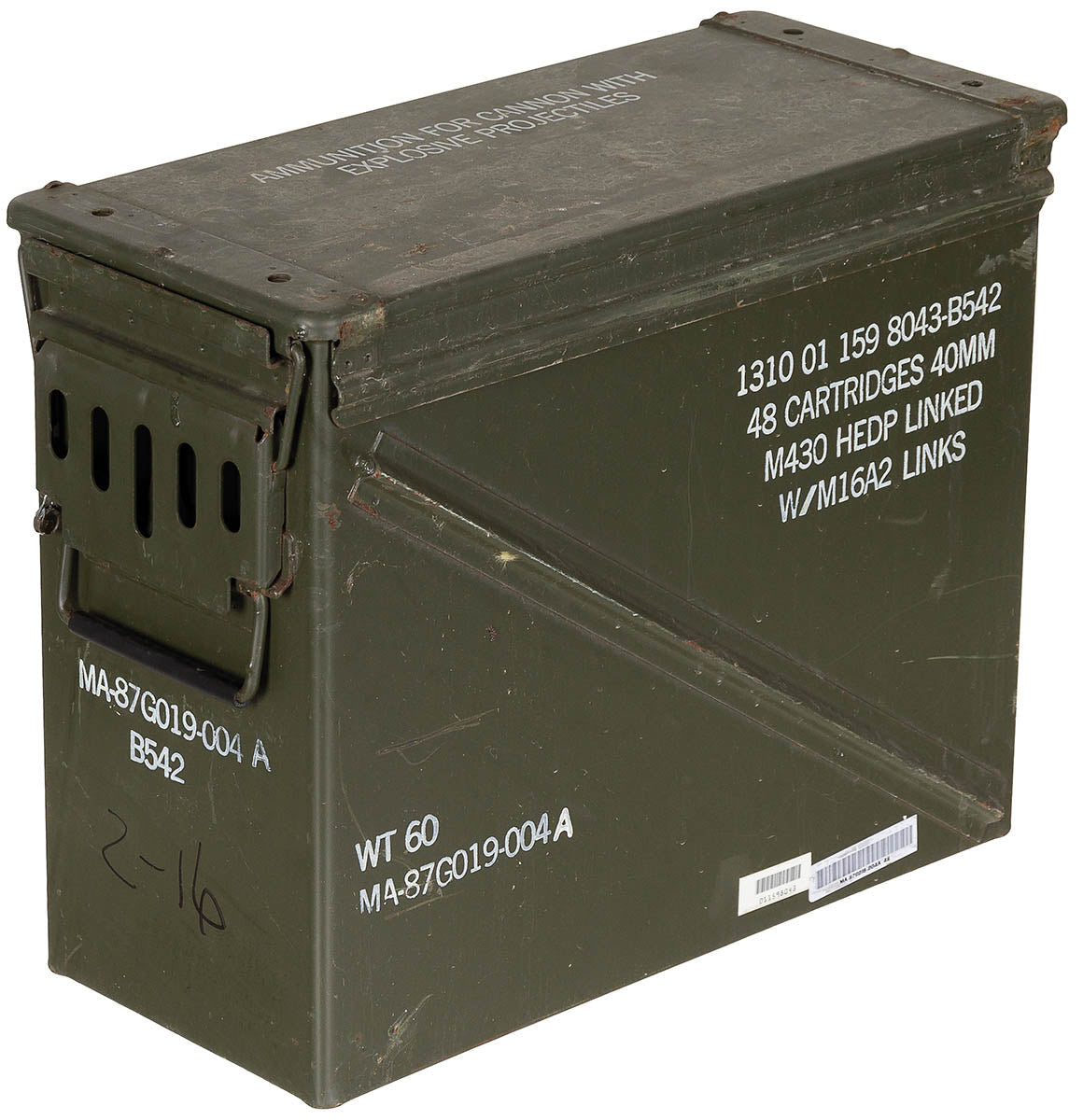 Caisse à munitions de 46 x 21,5 x 36,5 cm, surplus d'occasion pour le transport et le rangement