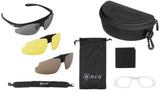 Lunettes de soleil MFH Hawk à 3 écrans relevables interchangeables et boîtier