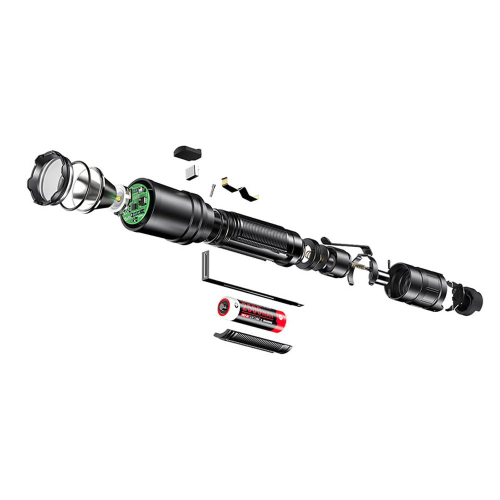 Lampe tactique Klarus XT11R 1 300 lumens portée 300 m IPX8 en alliage d'aluminium de qualité