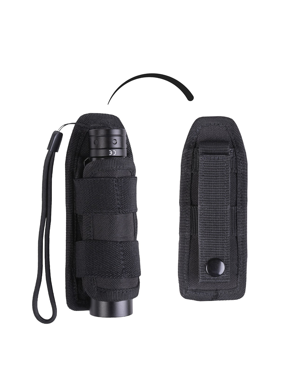 Porte-lampe torche MOLLE Mil-Tec en polyester enduit PVC à inserts élastiques