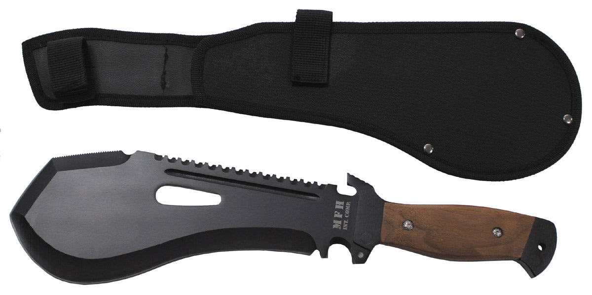 Machette Extrem MFH lame acier 3Cr13 de 4,5 mm avec dos scie et coupe-sangle