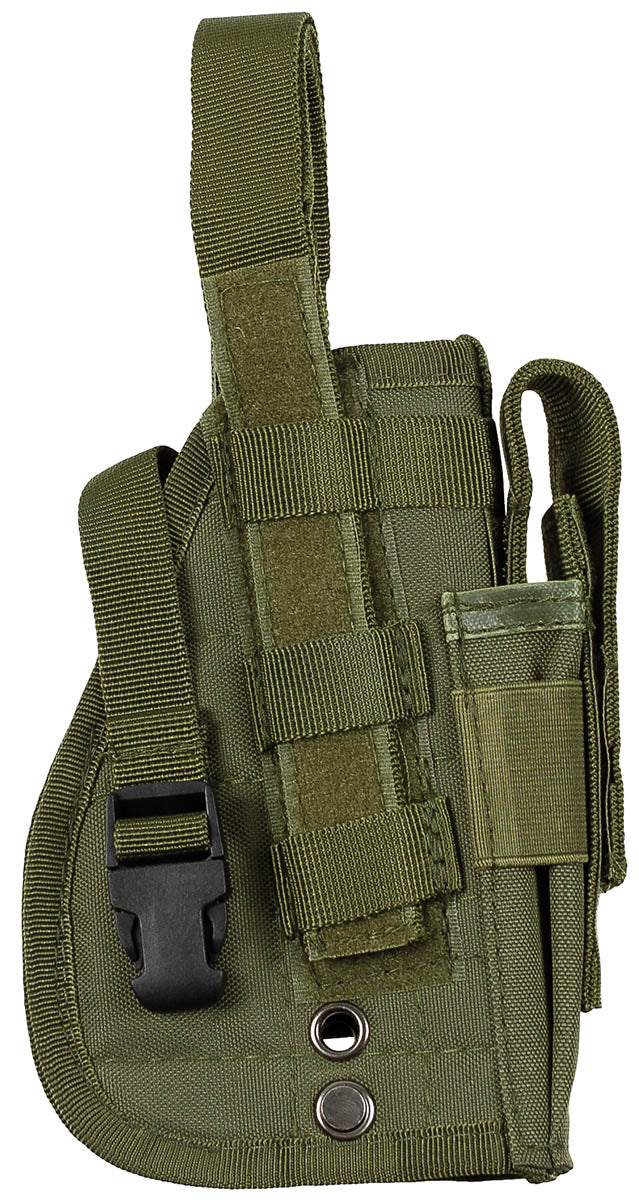 Holster MFH à port apparent sur passant MOLLE avec porte-chargeur latéral