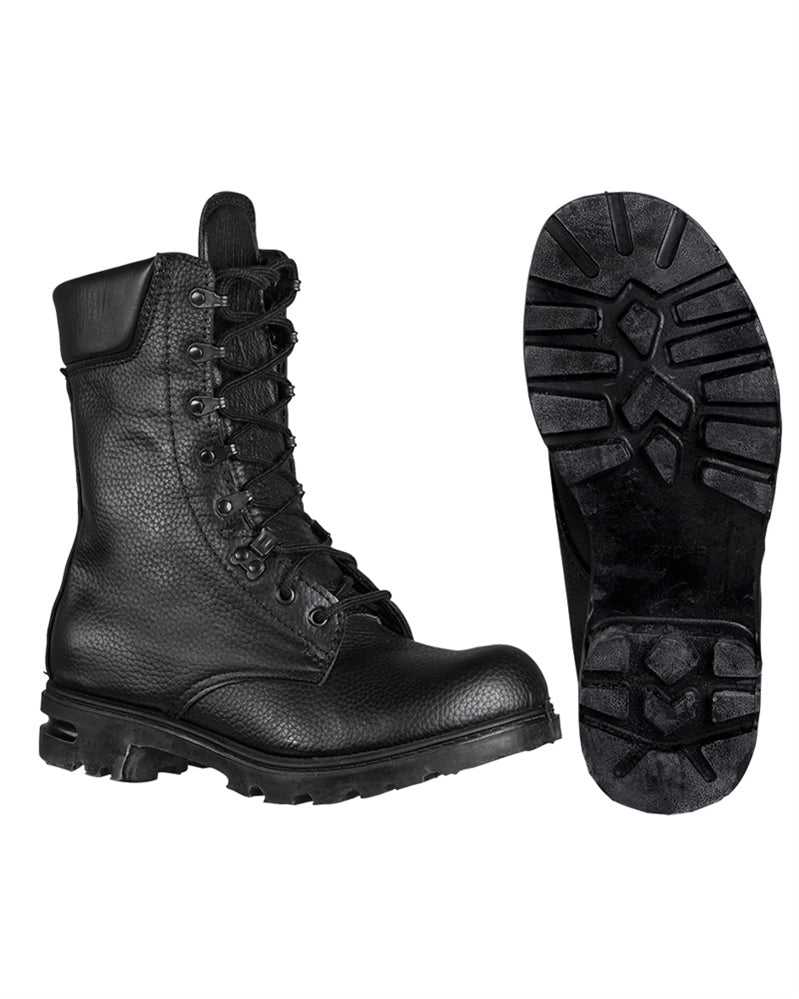 Bottes de combat Mil-Tec type néerlandais en cuir pleine fleur laçage huit œillets