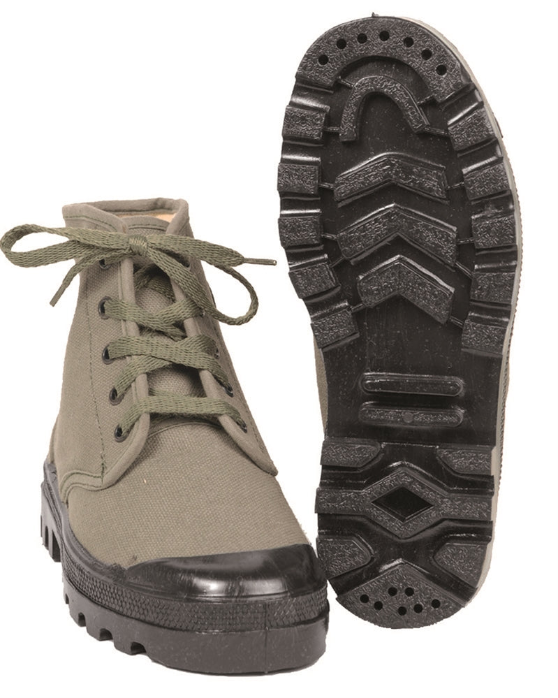 Chaussures de combat Mil-Tec type français en toile de coton laçage cinq œillets