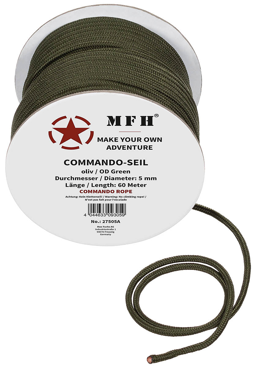 Corde utilitaire MFH en polypropylène 100 % couronne de 60 m en 5, 7 ou 9 mm