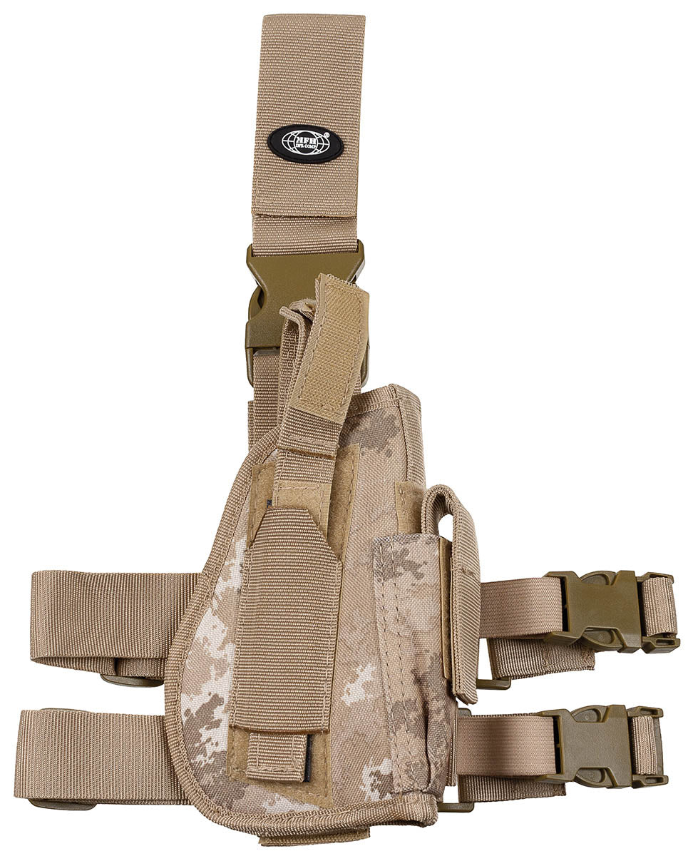 Holster de cuisse MFH pour droitier à deux sangles et porte-chargeur latéral
