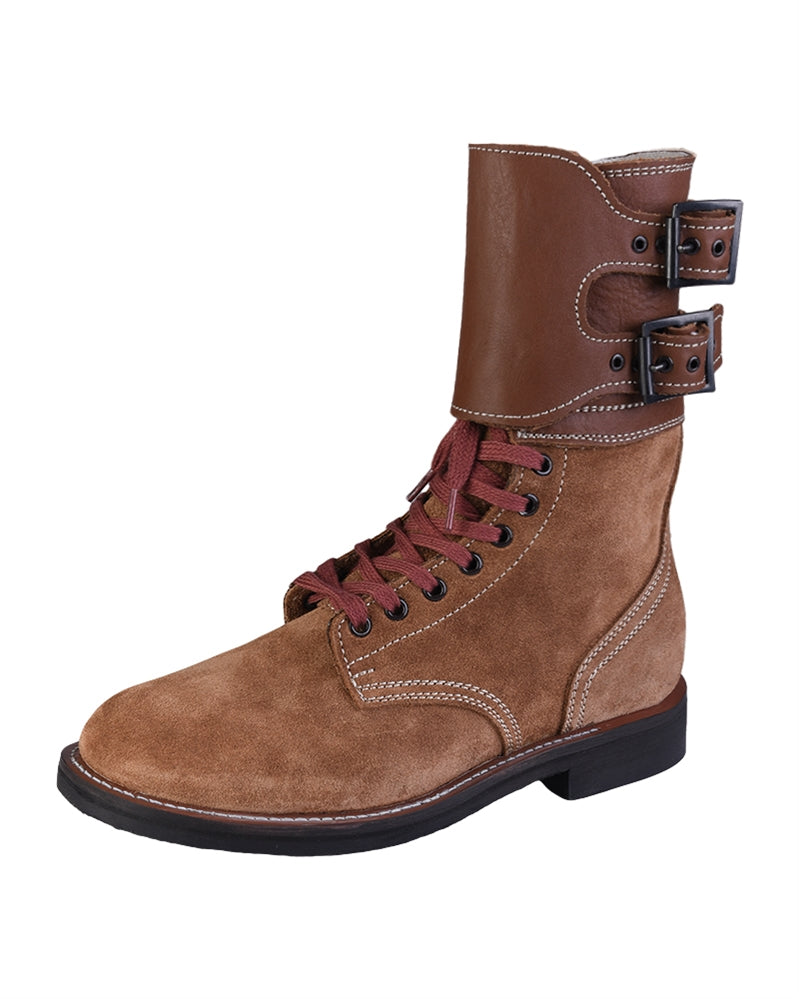 Brodequins M43 type US Mil-Tec en cuir velours avec guêtre à boucles intégrée