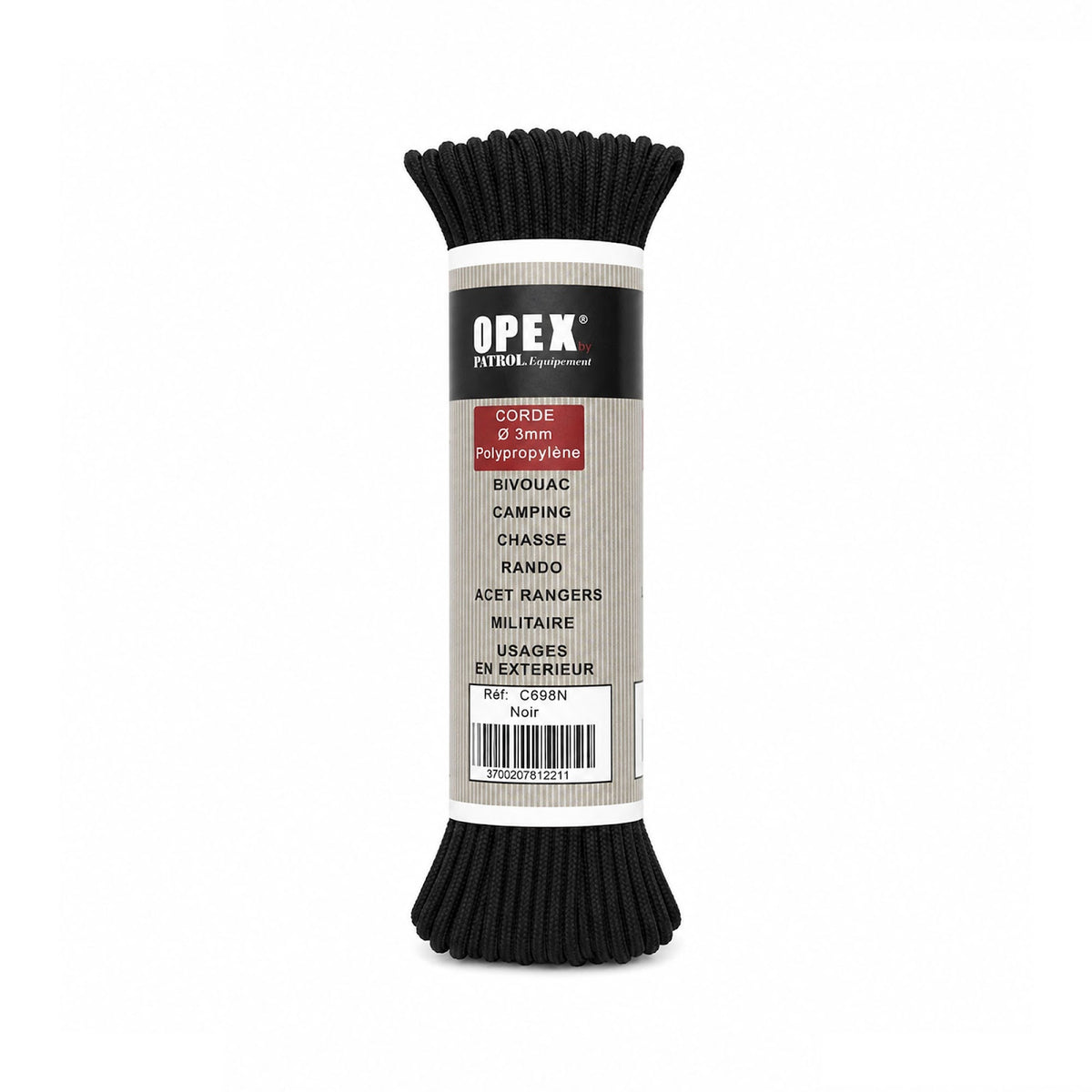 Corde para OPEX polypropylène tressé diamètre 3 mm longueur 15 m pour haubanage