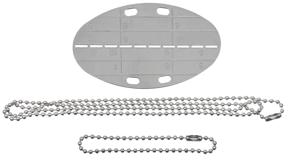 Plaque d'identité BW MFH ovale 8 x 5 cm en acier inoxydable avec chaînes