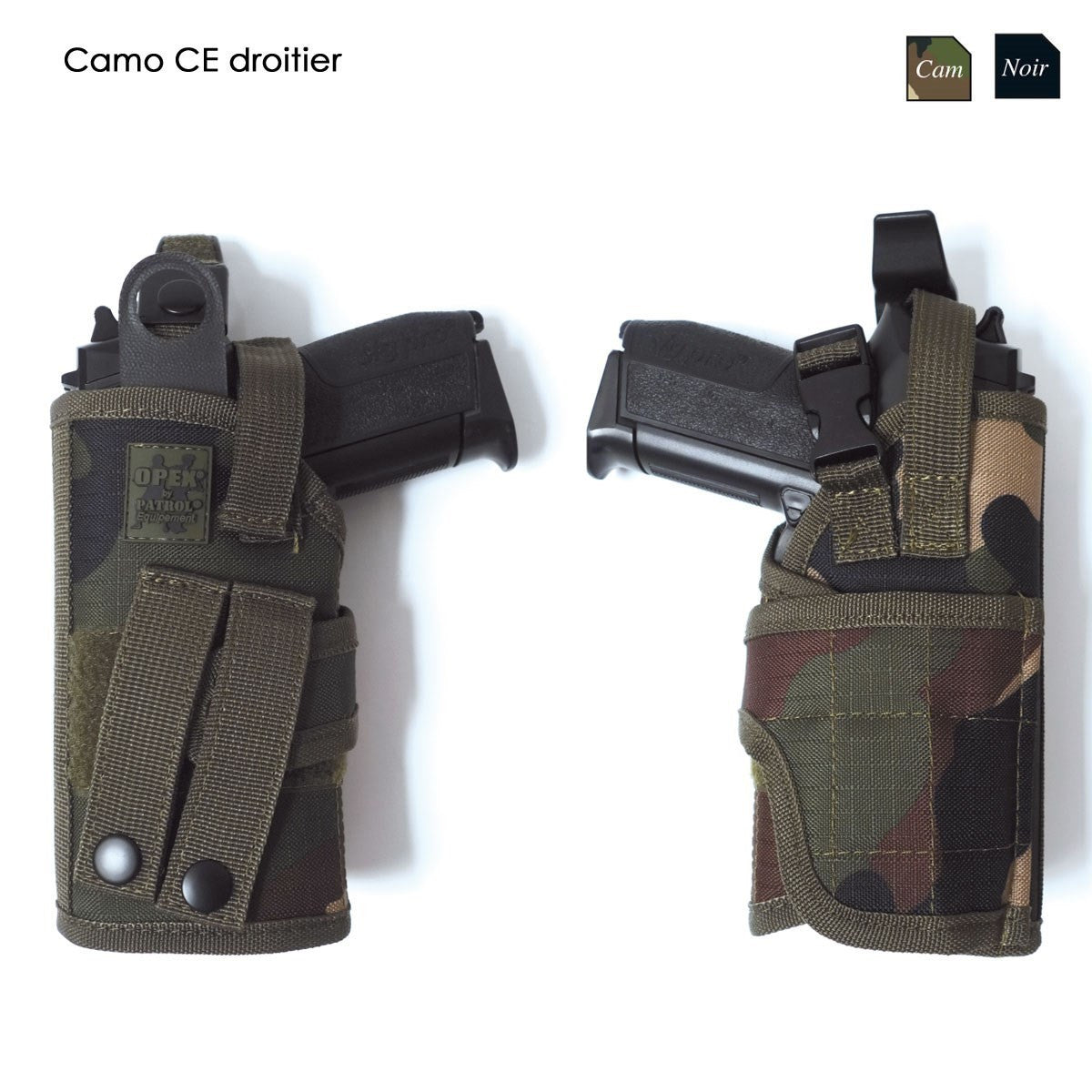 Holster MOLLE Patrol Equipement polyester déperlant réglable droitier ou gaucher