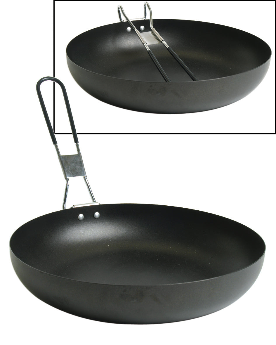 Poêle de camping Mil-Tec en acier à revêtement antiadhésif 25 cm, manche rabattable