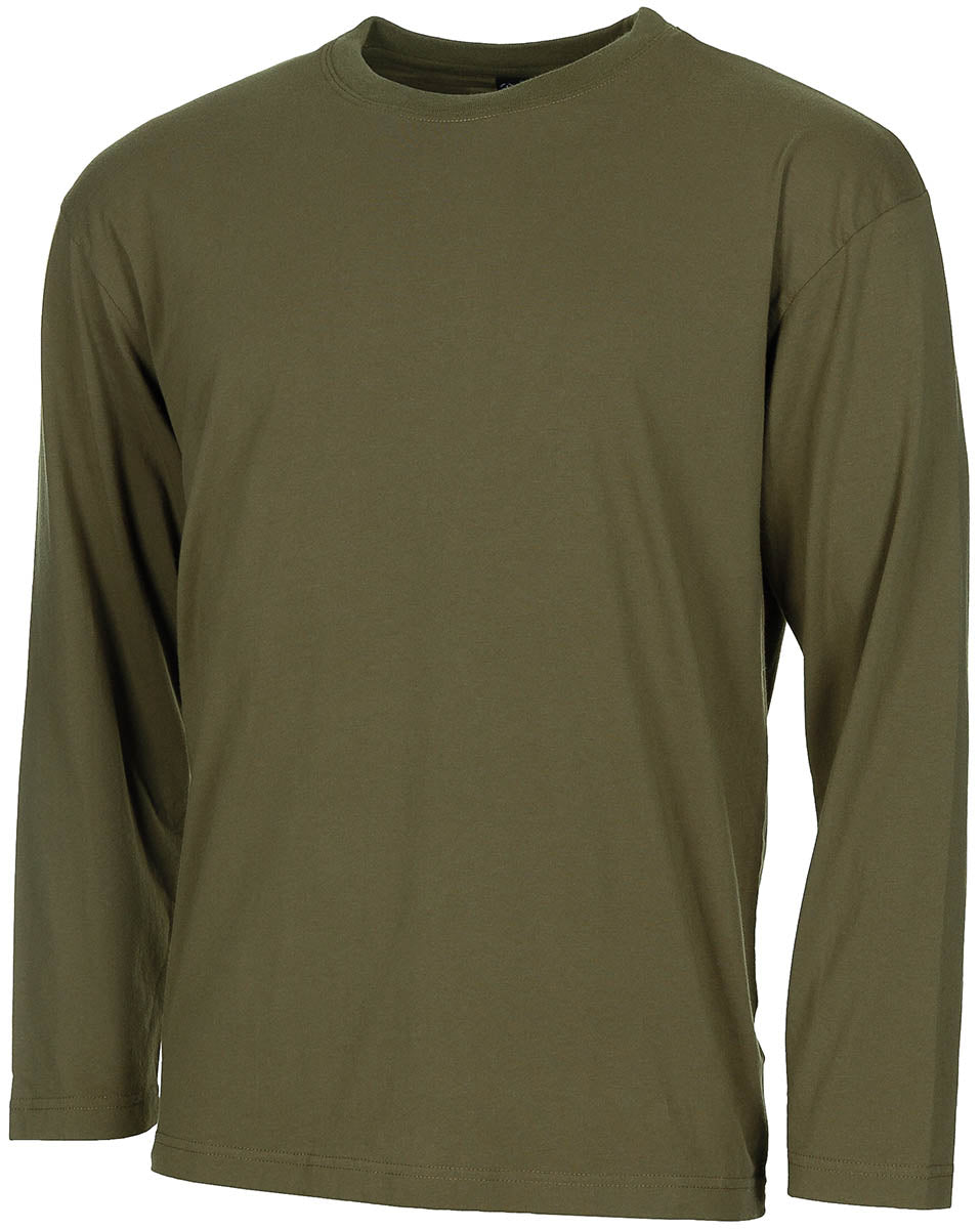T-shirt US manches longues MFH en coton jersey simple à col rond renforcé
