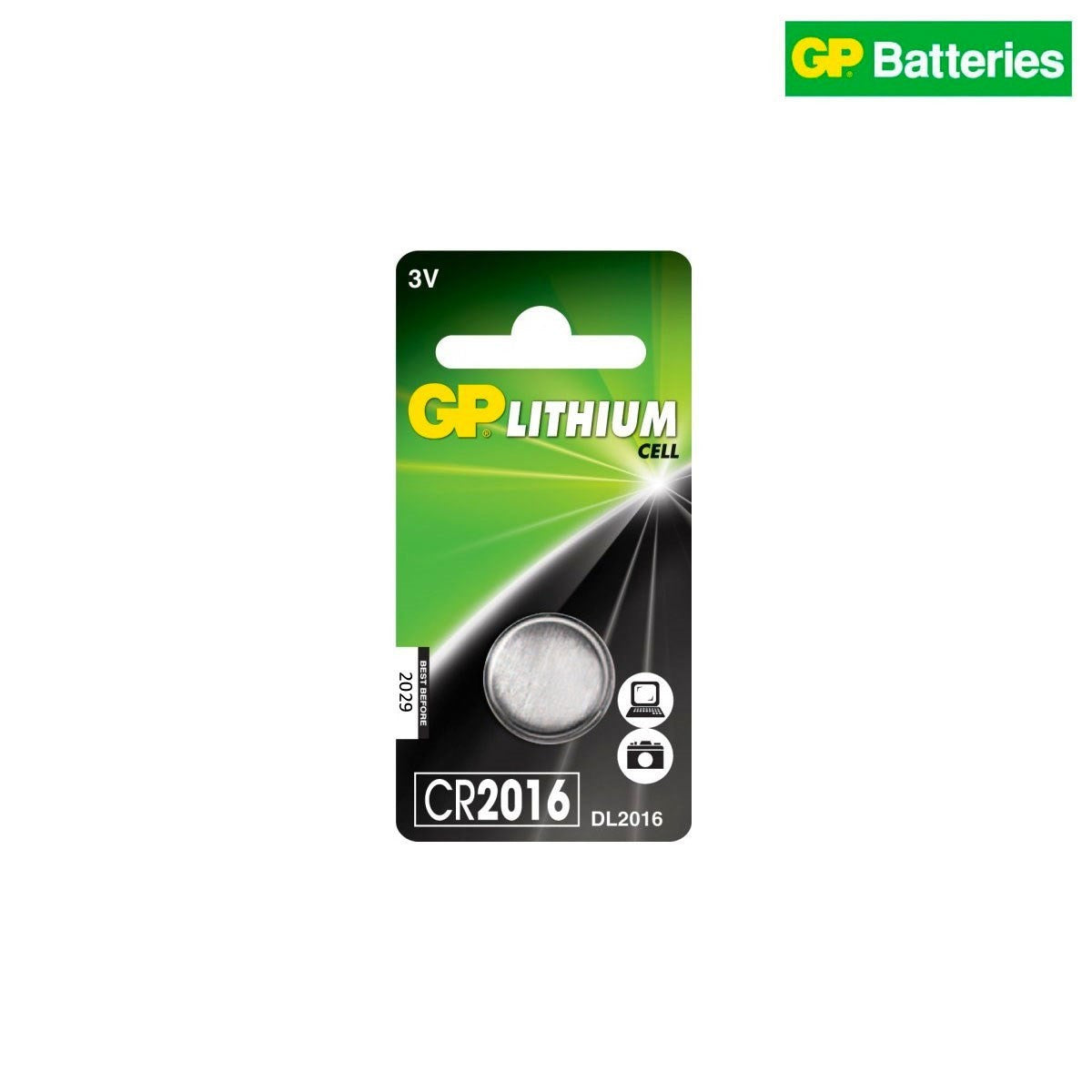 Pile bouton lithium GP CR2016 à l'unité pour clé de véhicule et lecteur de carte