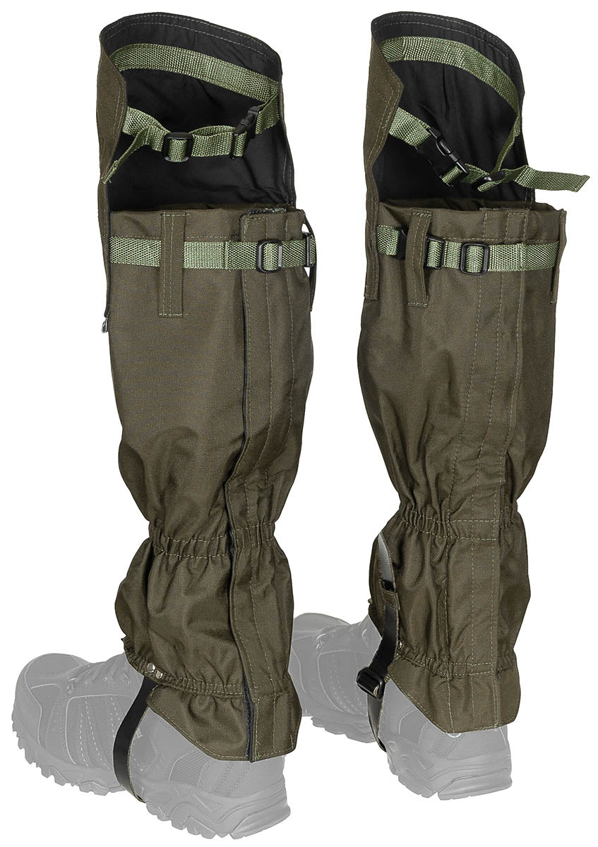 Guêtres MFH Overknee de 55 cm en polyester 600D enduit PVC, doublure coton