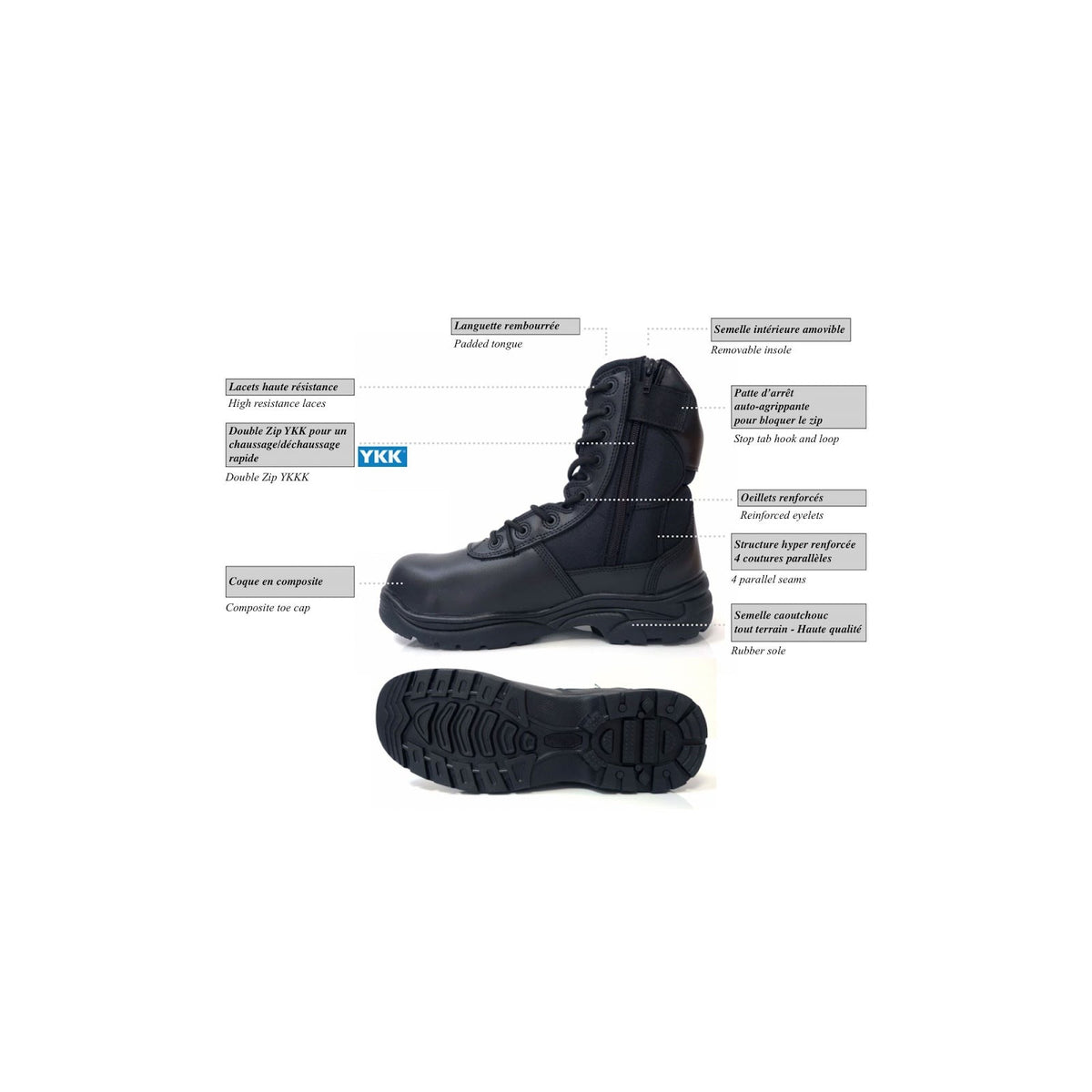 Chaussures de combat Patrol Equipement Rangers cuir et polyester 900D à coque
