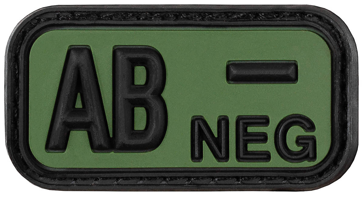 Patch groupe sanguin MFH 3D en caoutchouc 5 x 2,5 cm à dos auto-agrippant
