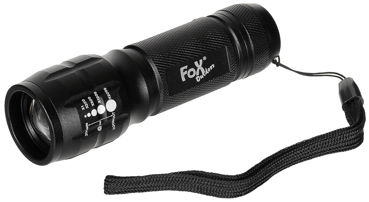 Lampe torche Fox Outdoor Mini 3 watts à faisceau réglable 150 lumens portée 150 m