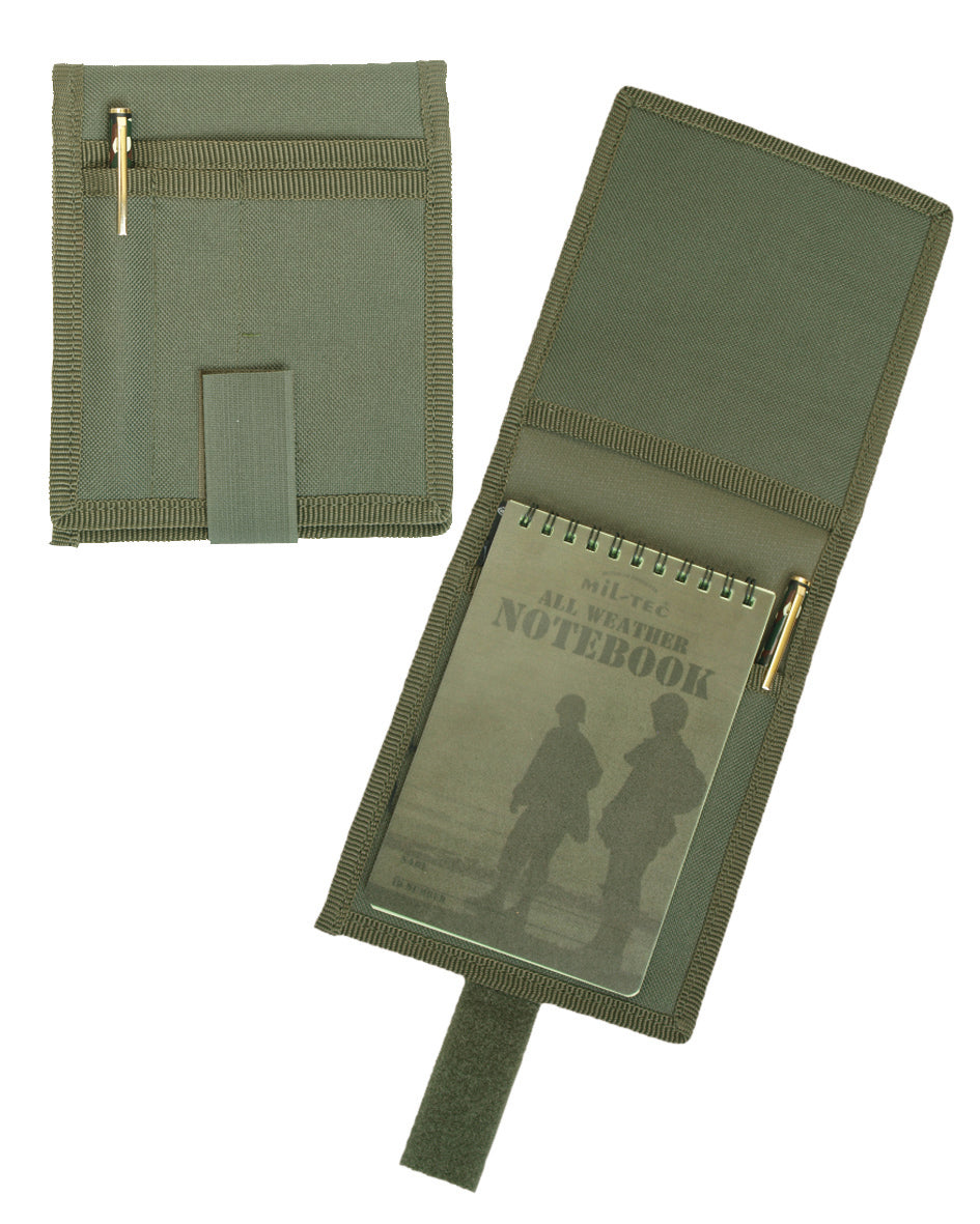 Porte-carnet Mil-Tec en polyester enduit PVC 14 x 16 cm pour bloc A6 avec porte-stylos
