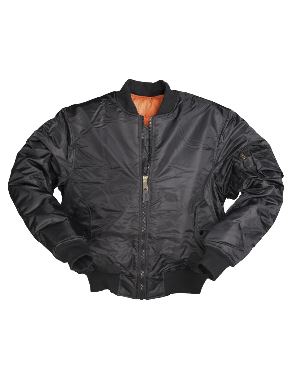 Blouson aviateur type MA1 Mil-Tec réversible en polyester ouaté 200 g/m² avec porte-crayons