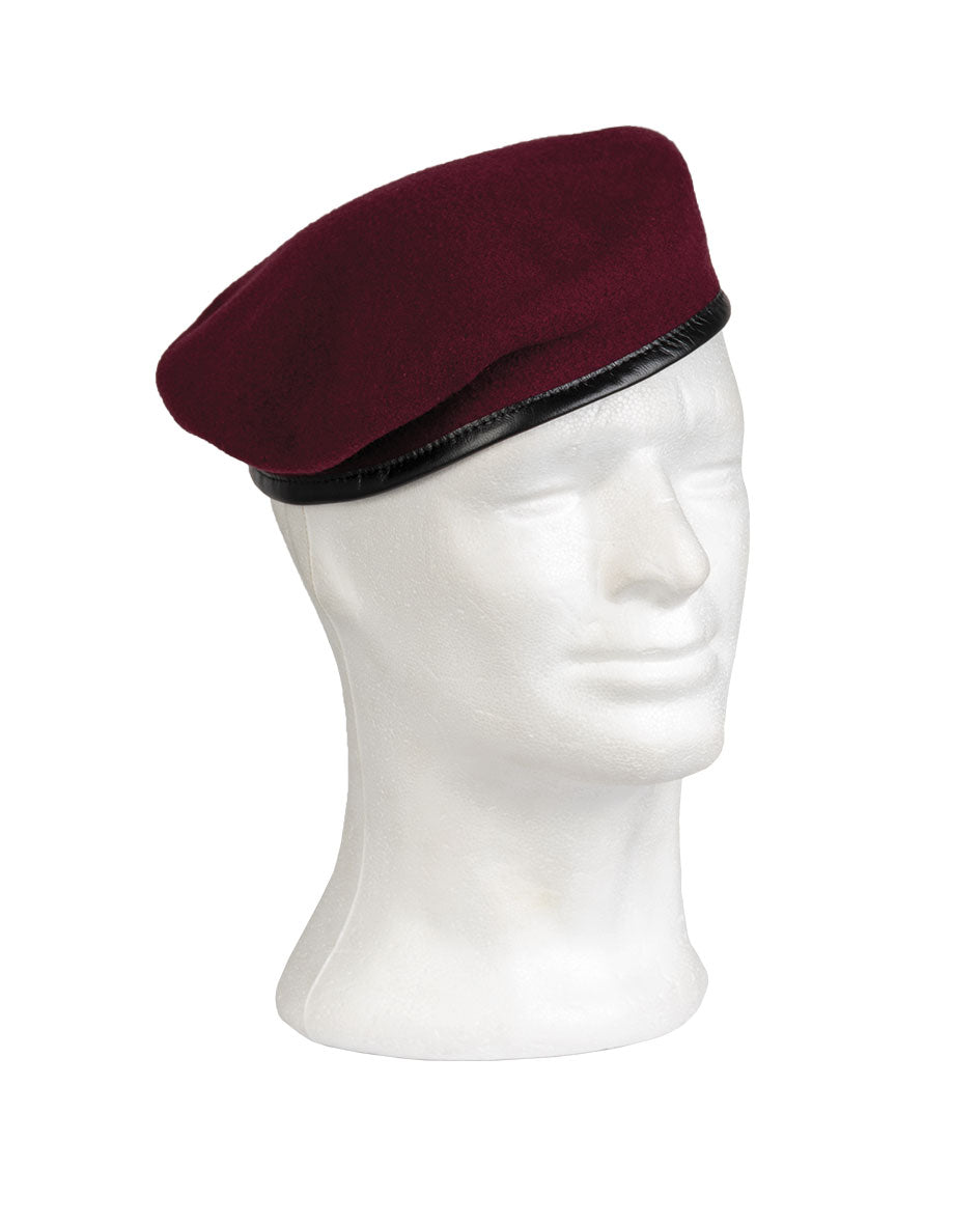 Béret commando type Bundeswehr Mil-Tec en laine mérinos bordure cuir de chèvre UPF 40