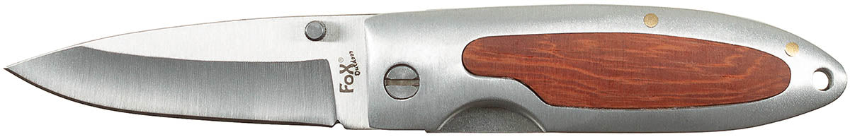 Couteau pliant Fox Outdoor manche acier inoxydable à insert bois lame 7 cm