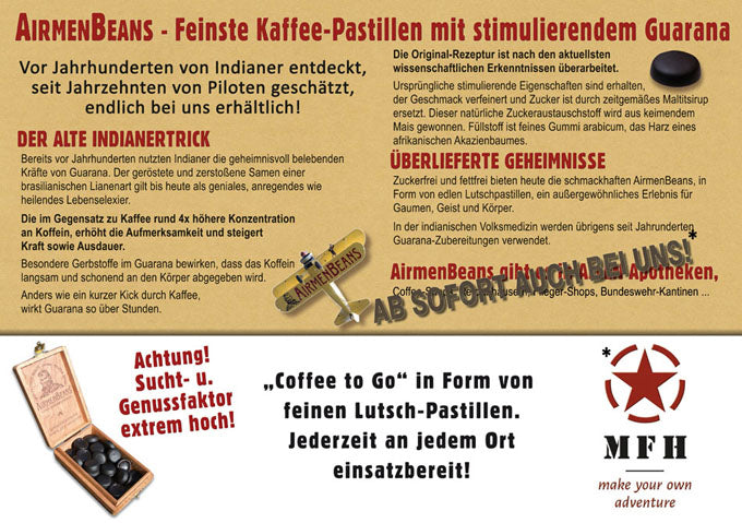 Pastilles caféinées MFH AirmenBeans 21 pastilles sans sucre vegan sans gluten