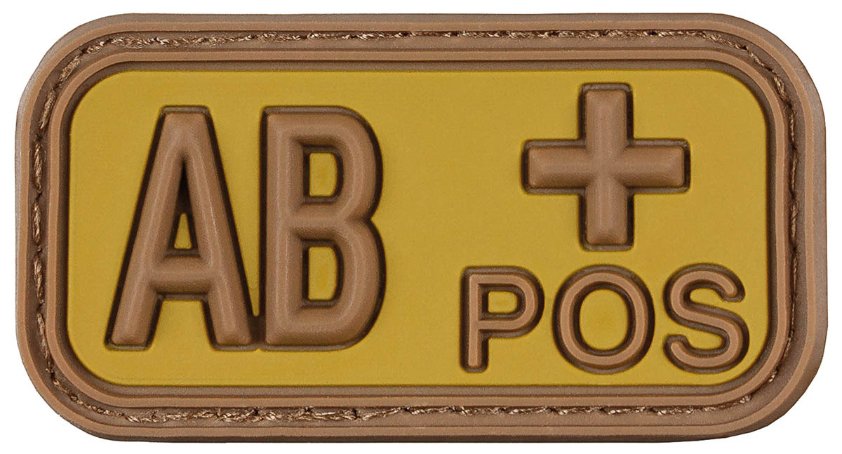Patch groupe sanguin MFH 3D en caoutchouc 5 x 2,5 cm à dos auto-agrippant