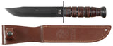 Couteau de combat USMC MFH lame 17,5 cm manche cuir empilé et fourreau cuir cousu