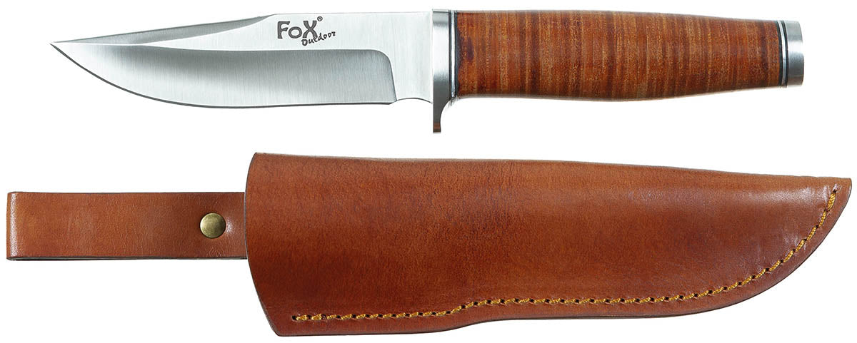 Couteau à lame fixe Ranger 11 Fox Outdoor lame 11 cm manche cuir et fourreau