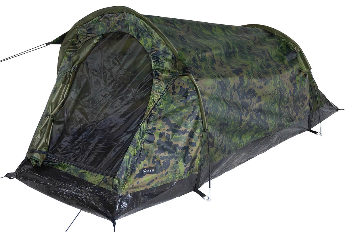 Tente tunnel MFH Schwarzenberg 1 place arceaux fibre de verre 6 mm 210 x 90 cm