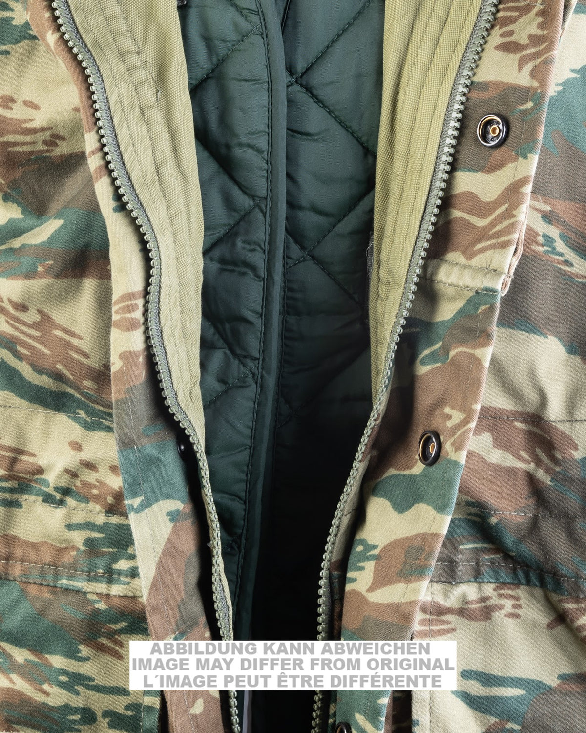 Parka grecque à capuche et doublure nylon, coton-polyester, surplus d'occasion