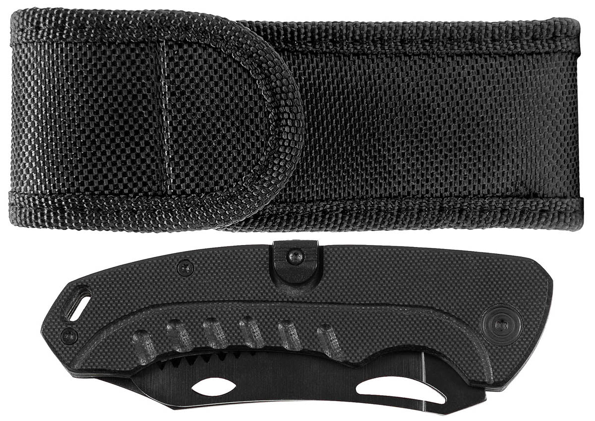 Couteau pliant Fox Outdoor 2 en 1 lame 8,3 cm et scie 6 cm manche G10