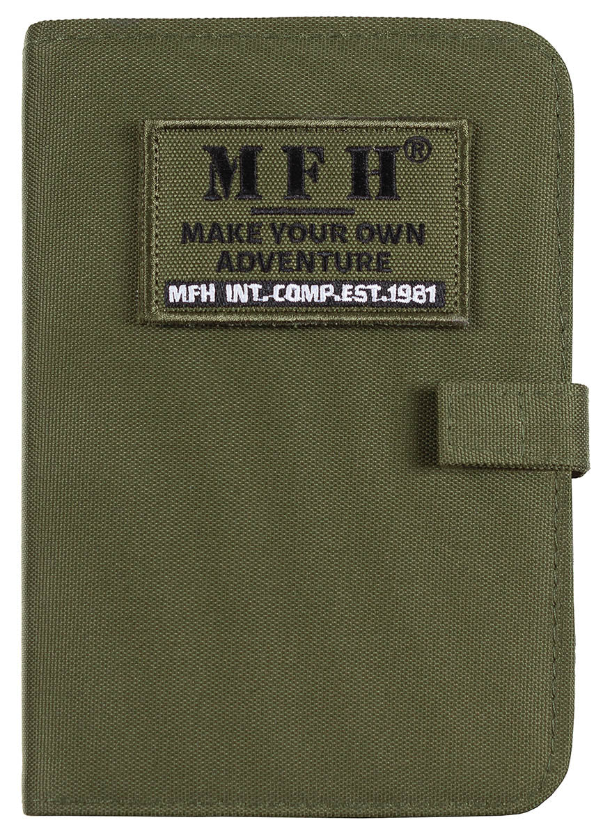 Organiseur A6 MFH 14 x 20 cm avec bloc de feuilles, porte-anneaux et écusson amovible