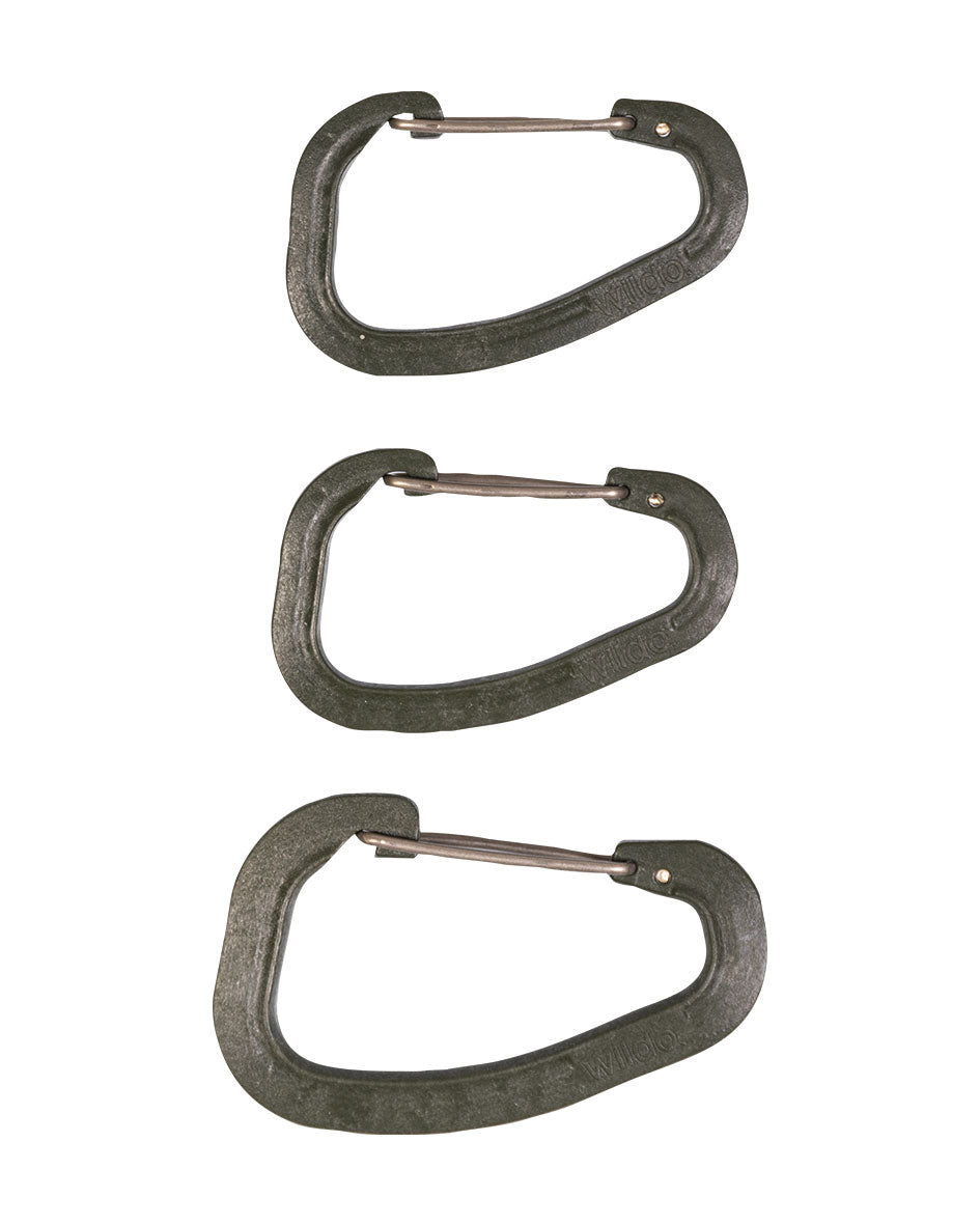 Lot de 3 mousquetons d'accessoire Wildo en polyoxyméthylène charges 35 et 50 kg