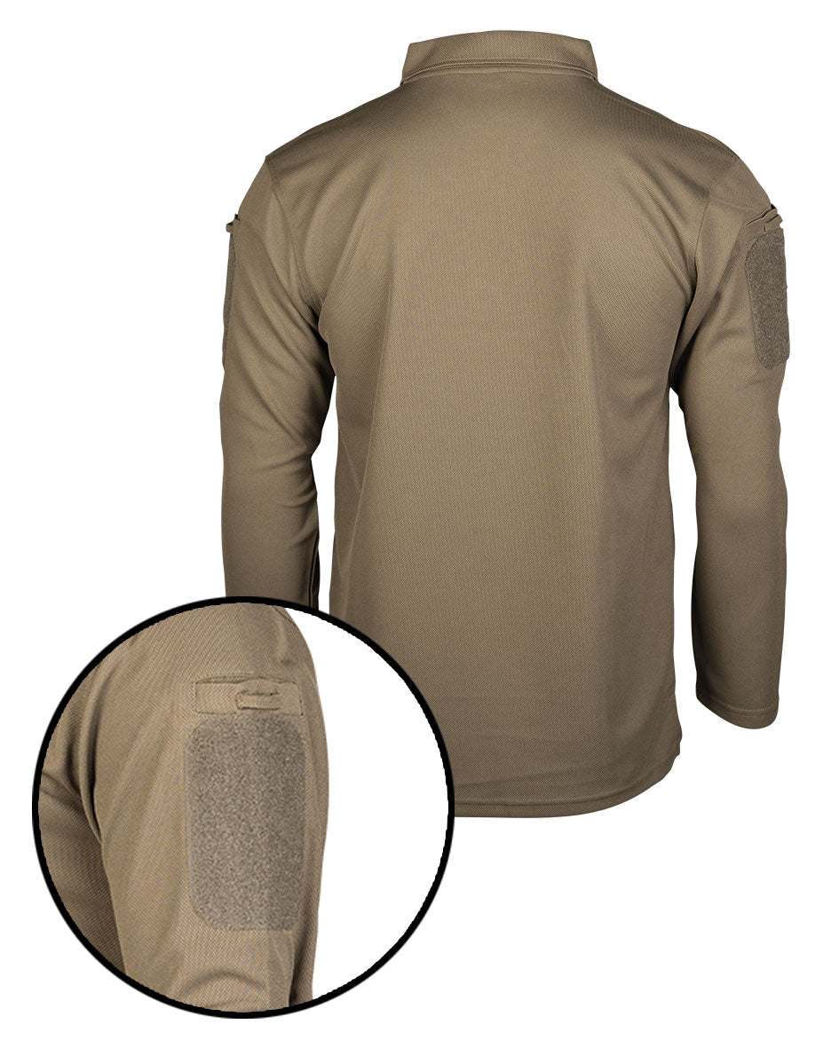 Polo tactique manches longues Mil-Tec en polyester à séchage rapide avec poches de bras