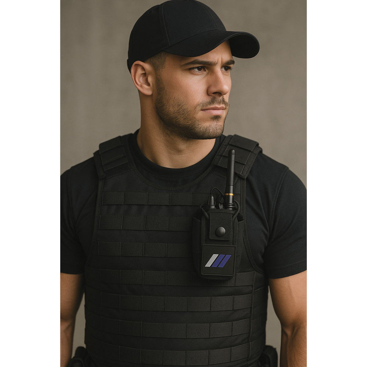 Porte-radio en Cordura attache MOLLE et patte élastique 15 x 6 x 4 cm