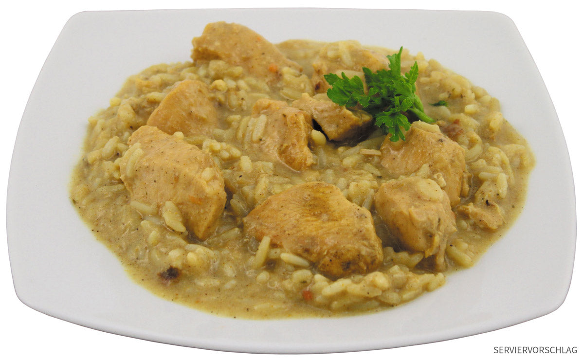 Conserve de poulet au curry et riz MFH 400 g sans conservateur ni exhausteur