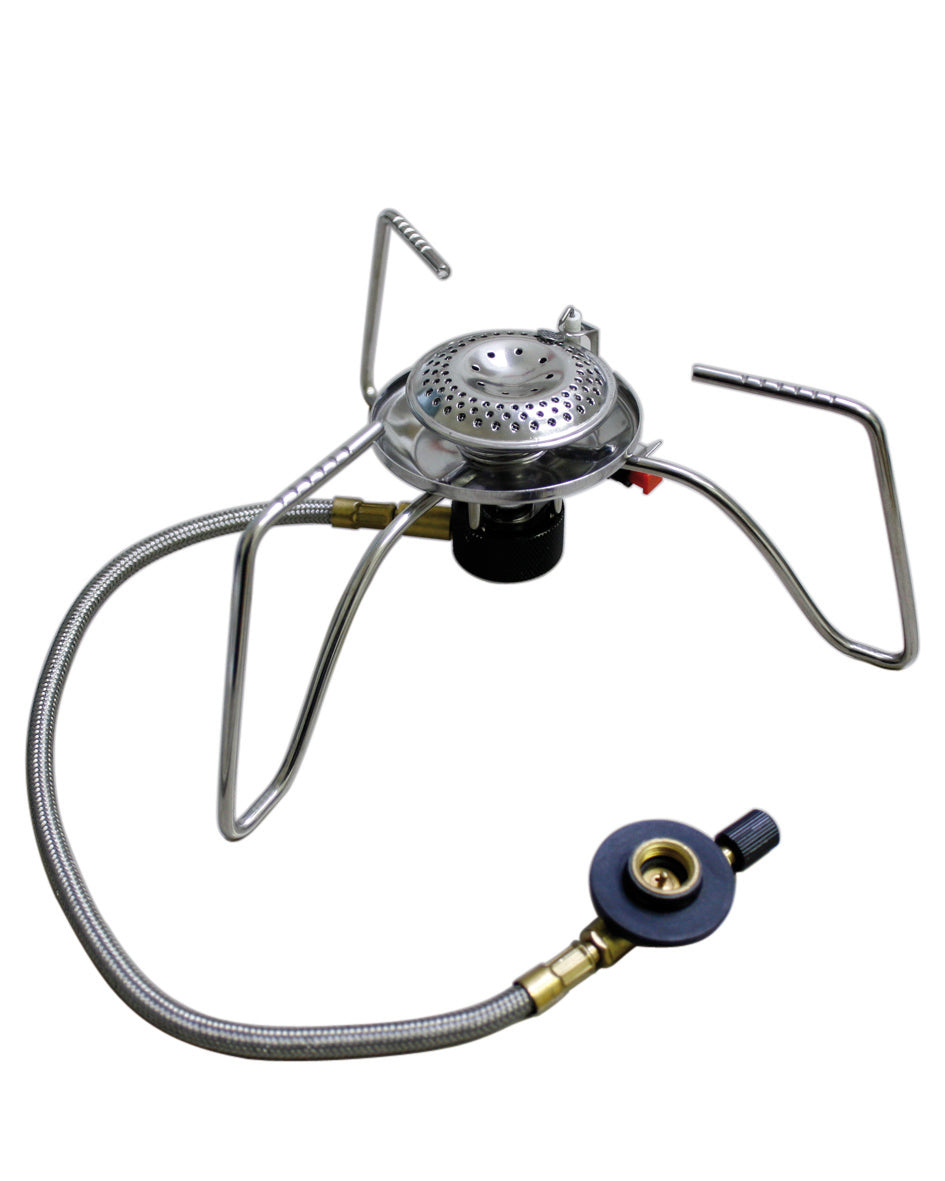 Réchaud à gaz Mil-Tec pliable aluminium et acier inoxydable 3500 W tuyau 36 cm