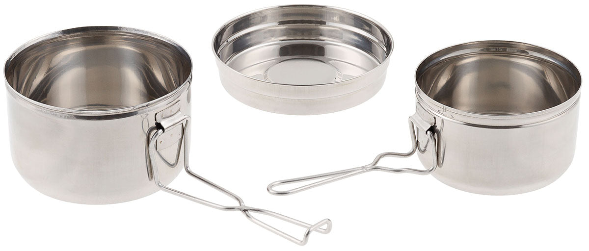 Gamelle type tchèque MFH en acier inoxydable 3 pièces 1,2 L à anses rabattables
