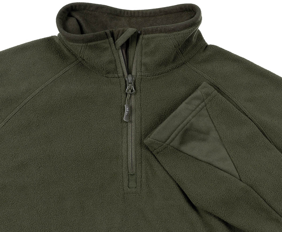 Pull Troyer MFH en micropolaire 200 g/m² col montant à glissière et protège-menton