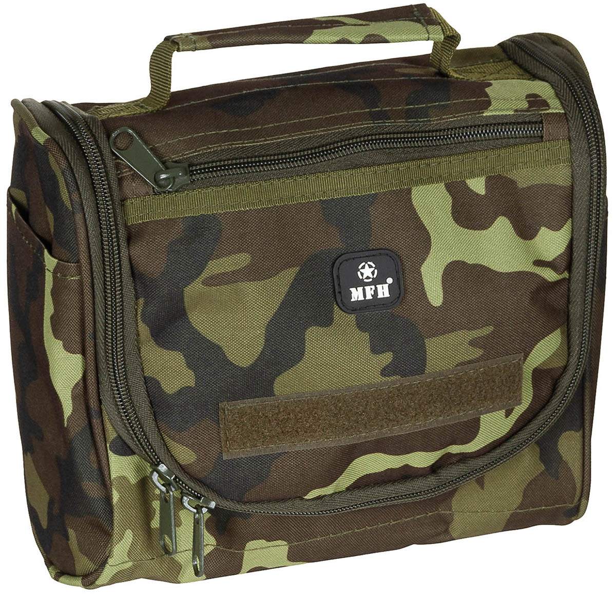 Trousse de toilette à suspendre MFH en polyester 23 x 26 cm avec miroir amovible