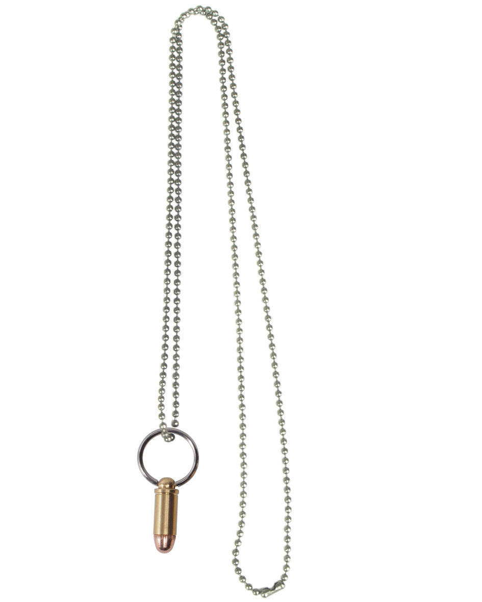 Collier Mil-Tec à pendentif cartouche petit format 3 x 1 cm et chaîne de 60 cm