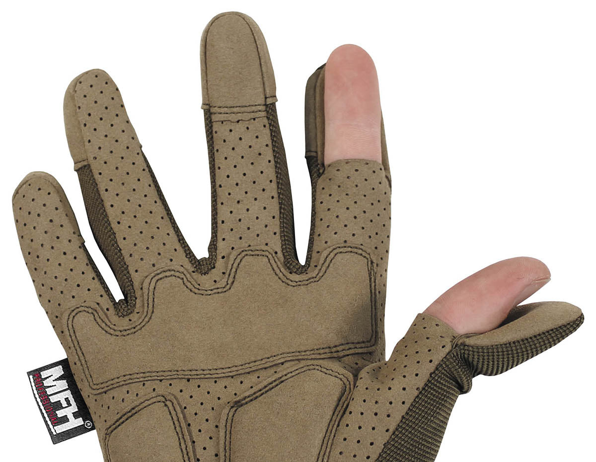 Gants tactiques MFH Professional Action à paume perforée et doigts rabattables