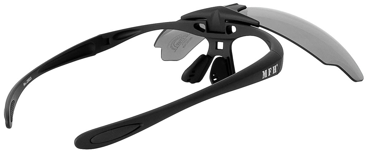 Lunettes de soleil MFH Hawk à 3 écrans relevables interchangeables et boîtier